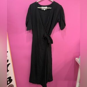 Selfi Black Midi Wrap Dress